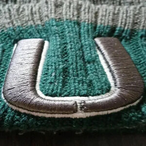 University of Miami beanie..gray and green..